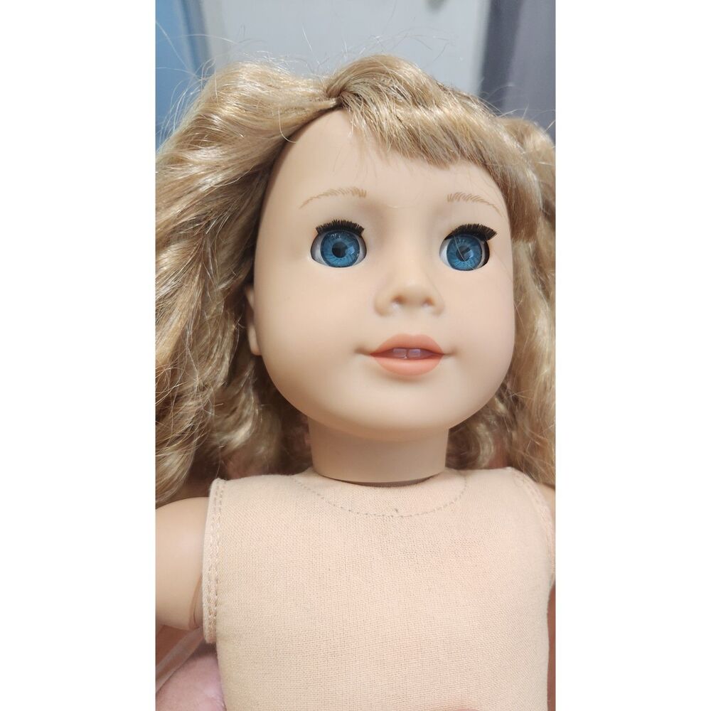 American Girl Doll Courtney Moore 18” Blonde Curly Hair Blue Eyes 80’s w/ Flaws